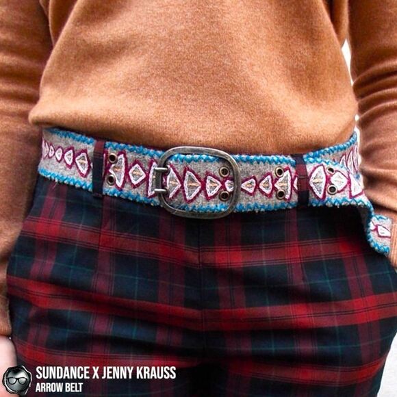 SUNDANCE X JENNY KRAUSS EMBROIDERED WOOL ARROW BELT VINTAGE 2015 HANDMADE M/L - Picture 11 of 12
